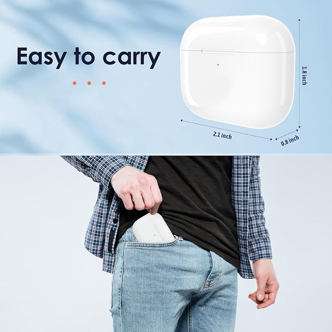 Wireless Charging Case Replacement Compatible with AirPod 3rd Generation, Qi-Certified for AirPods 3 Gen Charger Case, Bluetooth Pairing Sync Button, 600 Mah Built-in Battery (Case Only)