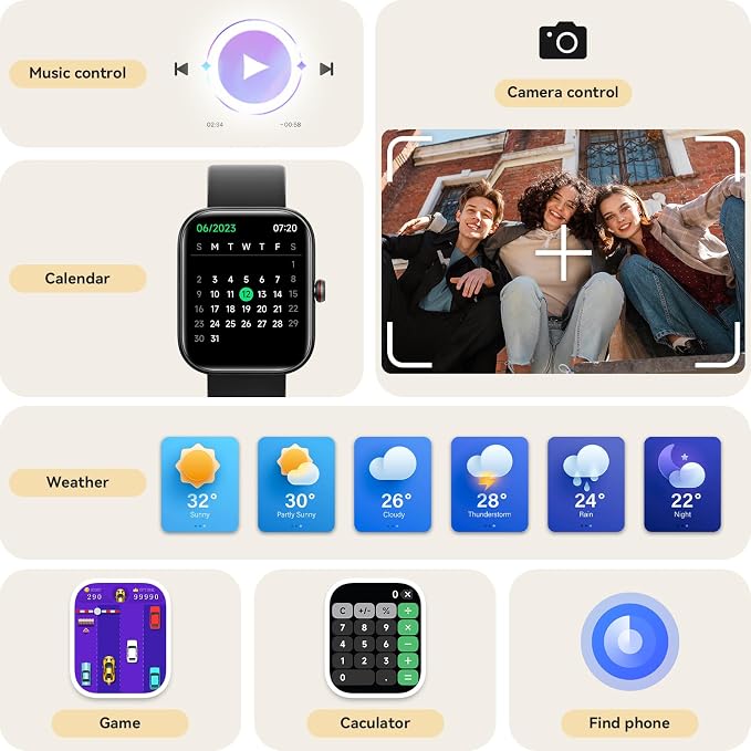 Smart Watch for Women Men, Smartwatch for iPhone & Android Bluetooth (Answer/Call) Built-in Alexa, 1.91" HD Fitness Tracker with 105+ Sport Modes, IP68 Waterproof, Sleep/Heart Rate/SpO2/Stress Monitor