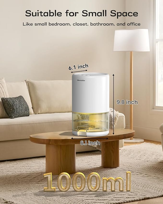 Dehumidifier, 35 oz Small Dehumidifiers for Home, Bathroom, Bedroom, Rooms, Ultra-Quiet with Sleep Mode, 7 Color Lights & Auto Shut Off, Compact & Portable for Closet, RV, Basement, Energy Saving