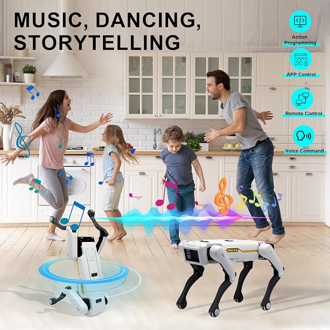jaming Smart Robot Dog,2.4Ghz Remote Control Robot Dog Toy,AI Voice Control Connect to Cell Phone Bluetooth，APP Programming,Will Dance,Interactive,Ideas Gift