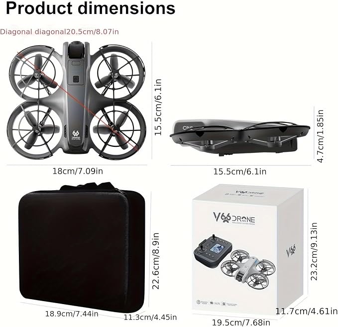 Hobby Mini Drone With Display Screen, Dual Cameras, 360° Propeller Guard, Optical Flow Positioning, Brushless Motor, One Key Takeoff/Landing, Headless Mode, Hovering, LED Light, 2 Batteries, Handbag, Beginner-Friendly FPV Remote Control Quadcopter, Sma...