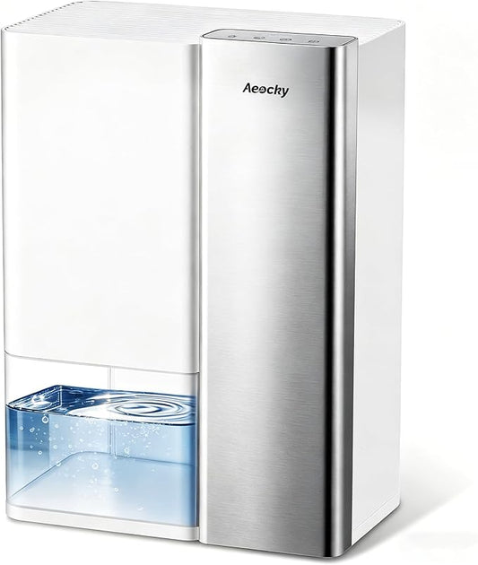AEOCKY Small Dehumidifier with Drain Hose,64oz Water Tank,Next-Gen Thermoelectric Tech, for Small Space (Not for Basements), for Home,Bedroom,Bathroom,Closet,RV, 24H Timer,Intelligent Humidistat,Quiet