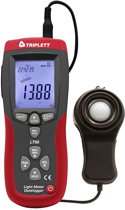 Triplett LT68 Light Meter/Datalogger with Certificate of Calibration to NIST up to 400,000 Lux / 40,000 Fc
