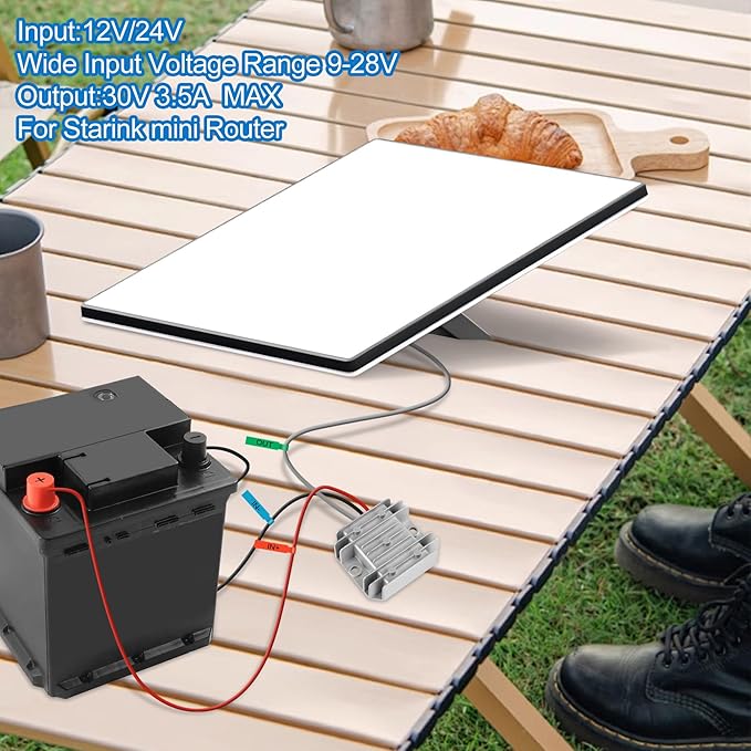 Starlink Mini 12V Adapter 12V/24V to 30V 3.5A, Waterproof DC Step Up Converter with Male Plug 9-28V Input for RV/Off-Grid/Marine, Starlink Mini Accessories starlink mini Power Supply
