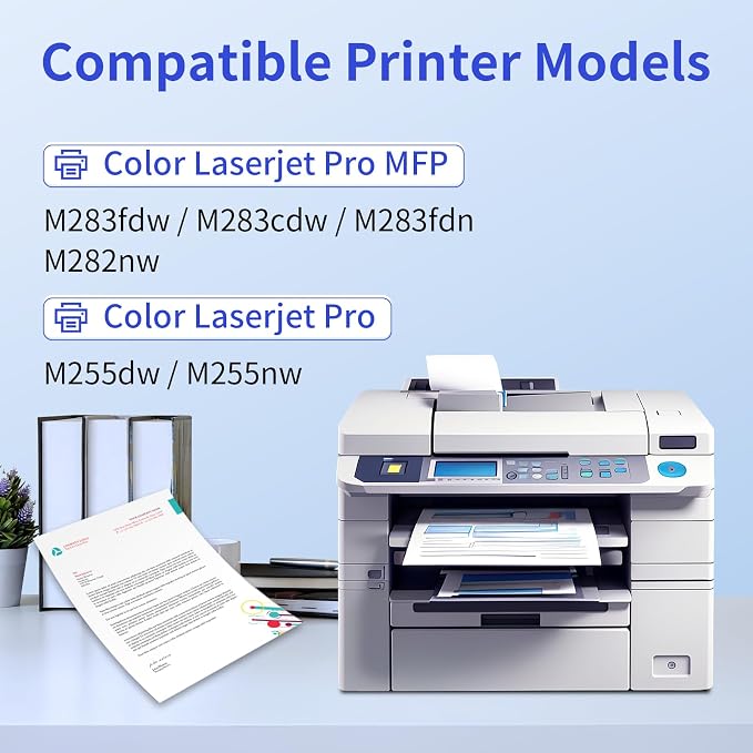 206A Toner Cartridges 4 Pack (with Chip) Compatible Replacement for HP 206A 206X for Color LaserJet Pro MFP M283fdw M283cdw M283fdn M282nw Pro M255dw M255nw M283 M255 Printer W2110A W2110X High Yield