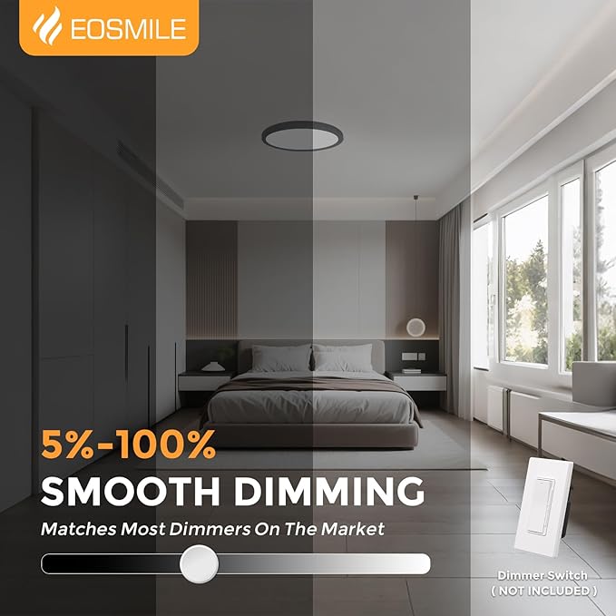 2Pack 12 Inch LED Flush Mount Ceiling Light, 25W, 3000LM, CRI 95+, 2700K-5000K 5CCT & Dimmable, Black Round Surface Flat Panel Light for Hallway, Kitchen, Bedroom, Laundry Room