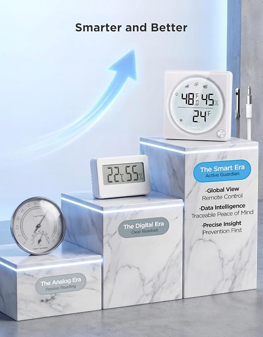 GoveeLife 2.0 WiFi Refrigerator Thermometer with Dual Probes, 1840ft Ultra-Long Range, Temperature & Humidity, Large LCD Display, Freezer Alarm, App Notification for Fridge, Kitchen, Farming