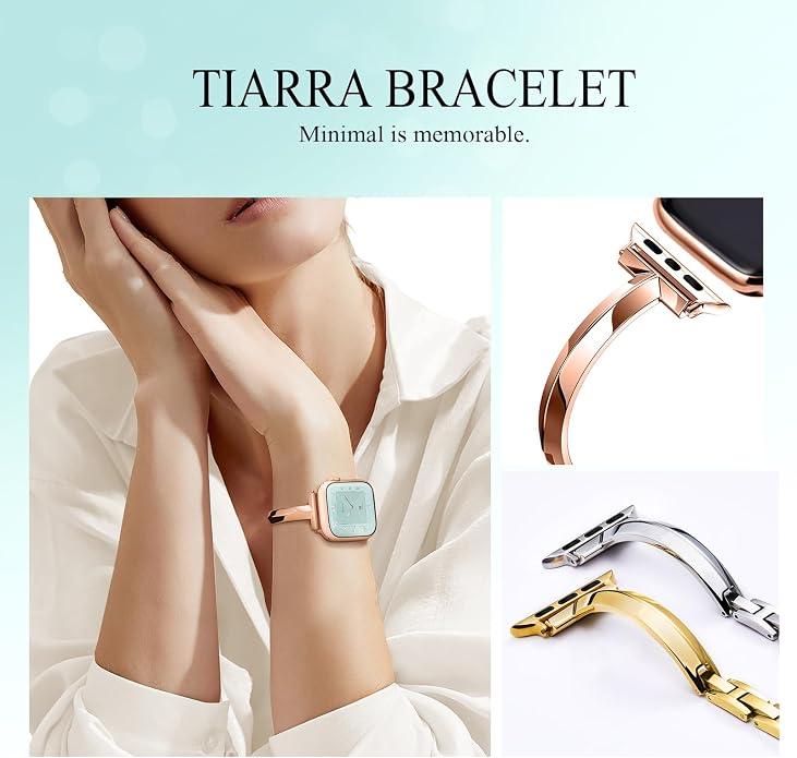 Missair Thin Band Compatible with Apple Watch 38mm 40mm 41mm 42mm 44mm 45mm 46mm 49mm for Women, Slim Bracelet Designer Dressy Stainless Steel Metal Strap for iWatch Series 11 10 9 8 7 6 5 4 SE Ultra