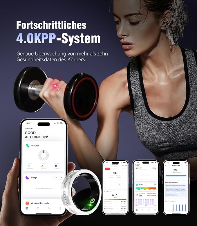 10 Gen Diamond Smart Ring and Wireless Charging Case【Industry Ranking No.1 – 0 Measurement Error】 2026 Smart Ring for Women & Men for Sleep Tracking Wearable Device,Fitness Ring【Slive 9#】