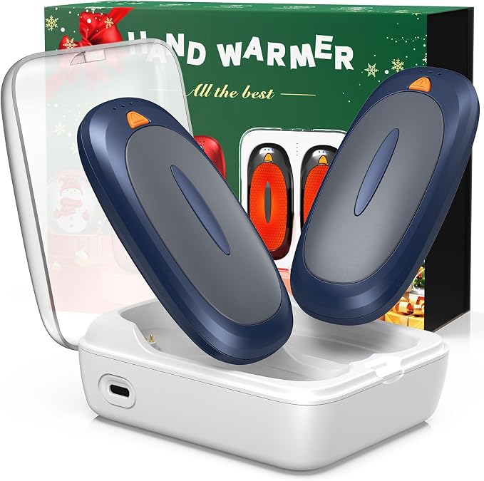 3-in-1 Electric Hand Warmers Rechargeable 2 Pack,14000mAh Portable Dual-Sided Handwarmer with Charging Case(Black&Blue)