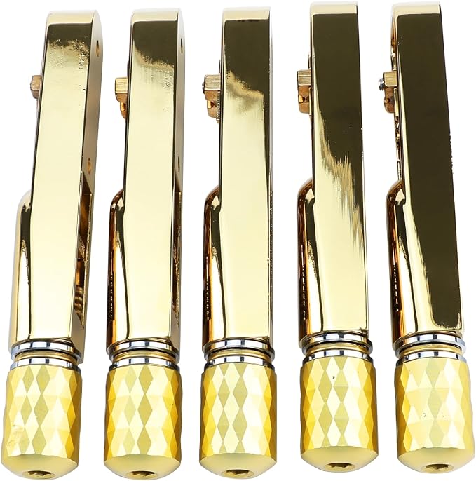 Pack of 5 Individual Single Tubular Fixed Bridge 5 String Electric Bass Bridge for Headless 5-string Bass Replacement Parts Gold