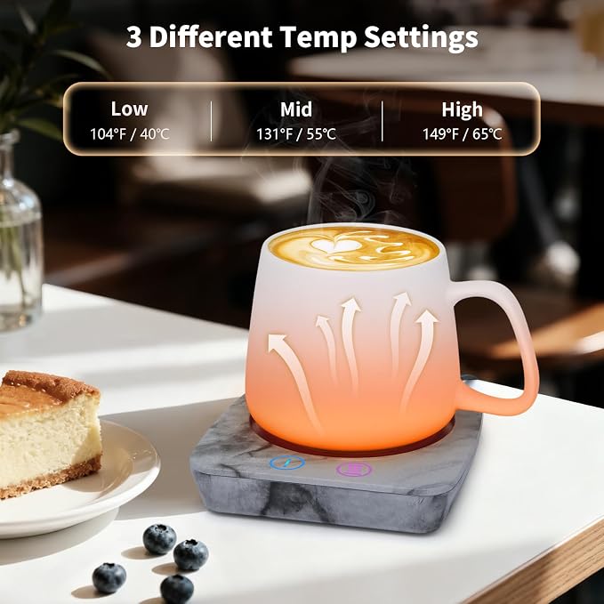 VOBAGA Mug Warmer, Coffee Cup Warmer for Desk Auto Shut Off After 4 Hours, Candle Warmer with Three-Temp Settings, Coffee Mug Warmer for Cocoa Tea Ideal Coffee Gift Birthday