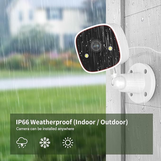 Jennov 2K WiFi Security Camera Indoor/Outdoor, Plug-in Home Surveillance Cam with Color Night Vision, Human Motion Detection, 2-Way Audio, IP66 Waterproof, Baby & Pet Monitor, 5G/2.4G