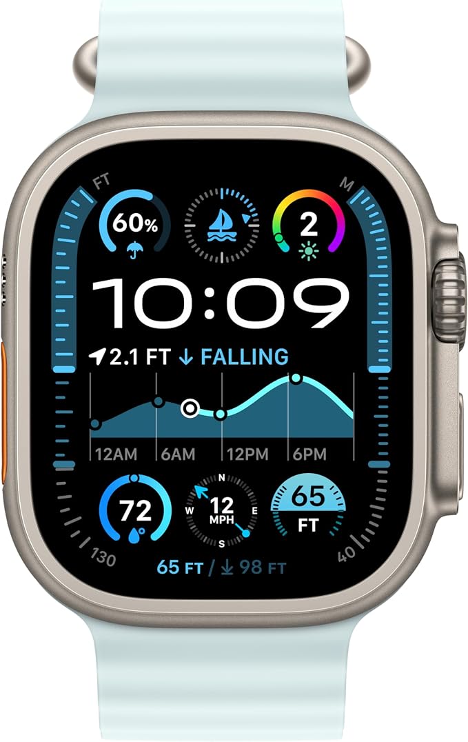 Apple Watch Band - Ocean Band Extension (49mm) - Ice Blue with Natural Titanium Finish - Extension
