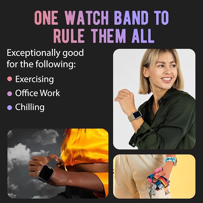 Braxley Bands for Apple Watches - Stretchy and Washable - Adjustable with Apple Watch Bands for Women & Men - Compatible with Apple Watch Series SE Ultra 9 8 7 6 5 4 3 2 1
