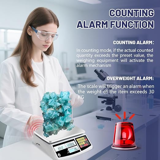 Counting Scale, Coin Scale to Weigh Coins, Precision Electronic Gram Scale for Parts and Coins with Alarm Mode, (30kg/66lb, 0.1g), g/kg/lb