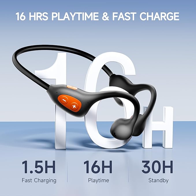 Bone Conduction Headphones, 2026 Upgrade Bluetooth 6.1 Open Ear Headphones, 16Hrs Playtime Wireless Earbuds with Mic, 28g Lightweight Comfort, IPX5 Waterproof Running Headphones for Gym