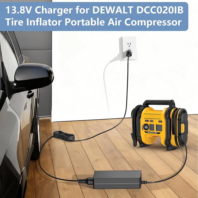 13.8V Adapter Charger for DeWalt DCC020IB Inflator Power Supply, Replacement for DeWalt 20V Inflator Cordless Tire Inflator Air Compressor Charging Cord