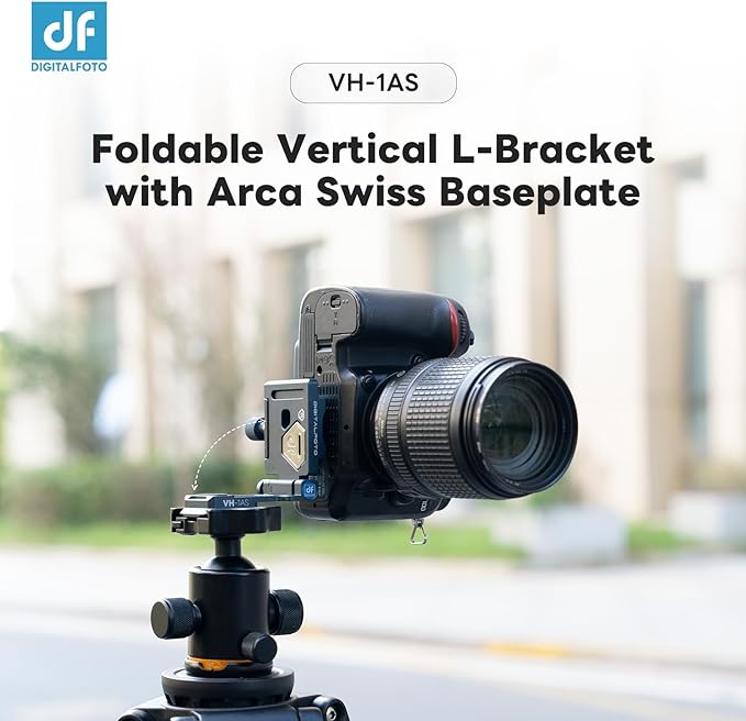 Camera Foldable L Bracket for DSLR, Arca-Swiss Quick Release Vertical Camera Mount, Lightweight CNC Aluminum Tripod Quick Release Plate Compatible with Sony Canon Nikon Fuji 11LB Load