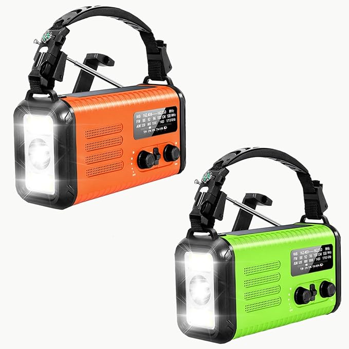 NOAA Emergency Weather Radio with AM/FM, Solar/Hand Crank/USB Charging, 20000mAh Rechargeable Battery, Flashlight & SOS Siren for Indoor/Outdoor Emergencies