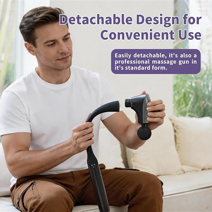 2-in-1 Detachable Muscle Massage Gun Deep Tissue with 20'' Extension Handle, Back and Neck Massager for Pain Relief, Handheld Massager for Shoulder Lower Back Leg Waist, FSA-HSA Eligible