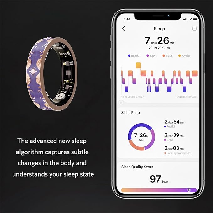 Smart Ring for Women Gift, Fitness & Vital Signs Monitoring, Sleep Tracker/Remote Photography/No Subscription(Purple,10#)