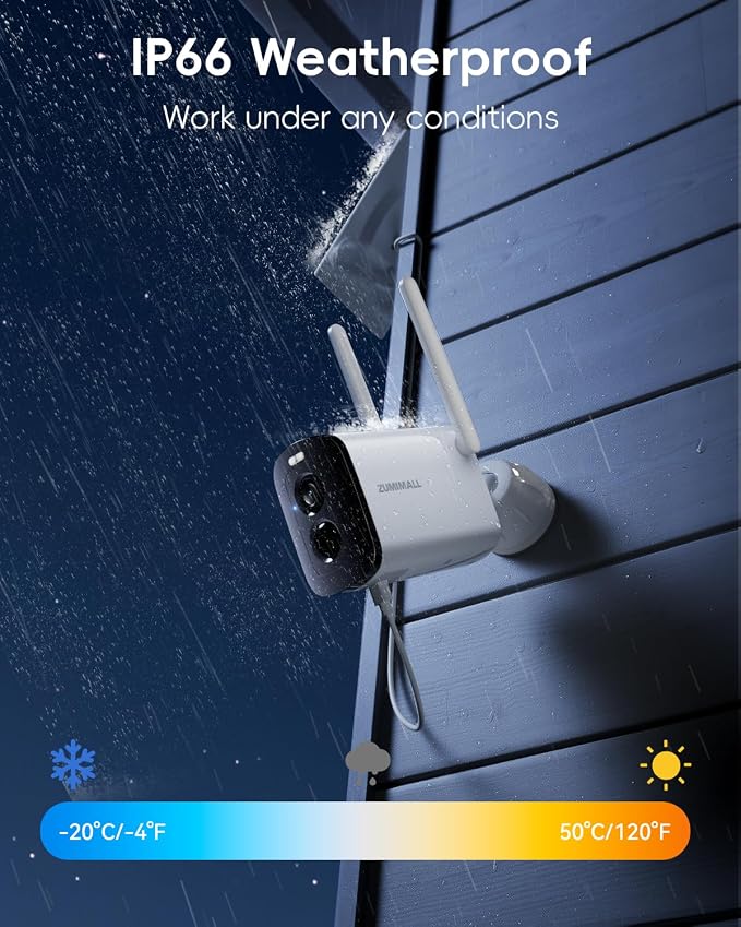 ZUMIMALL Security Cameras Wireless Outdoor, 2K Camera for Home Security with 3MP Color Night Vision, 2.4GHz WiFi, 2-Way Talk, Spotlight & Siren, IP66 Weatherproof, Compatible with Alexa