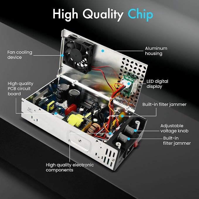 Adjustable 0-48V Power Supply 12.5A 600W, 110V AC to DC 0-48V Buck Converter 0-12.5A 600W Power Supply with LCD Display Adjustable Voltage Current 110V/220V AC to 48V DC Converter