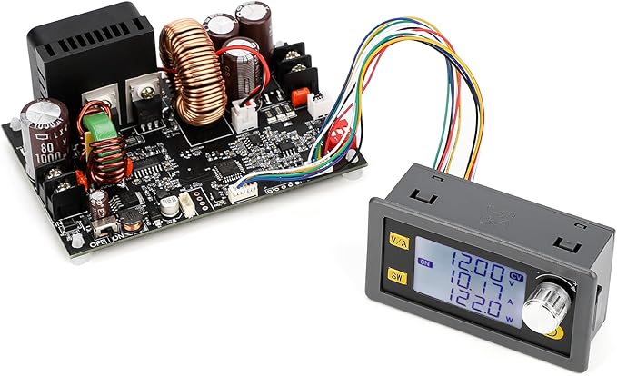DROK CNC DC Buck Converter with Meter, 6-70V to 0-60V 20A 1200W, DC 5V 9V 12V 24V 36V 48V 60V Fixed Output Voltage, Adjustable Power Supply Voltage Regulator Step Down Module