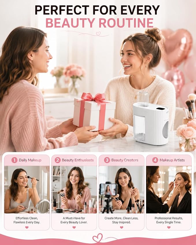 3 IN 1 Electric Makeup Brush Cleaner & Dryer, Automatic USB Deep Cleaning Machine, Portable Quick Clean & Dry [No Need to Remove Makeup Brushes], Fits Most Brush Sizes