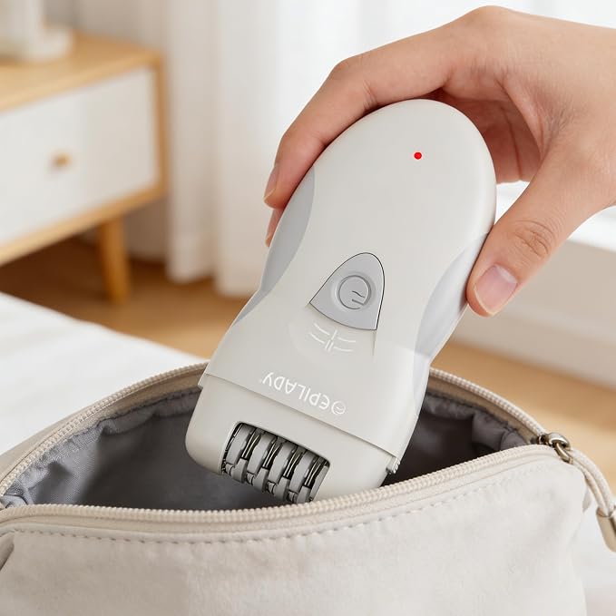 Epilady Legend 5 Rechargeable Cordless Epilator for Women, 56-Tweezer Dual Speed Full Body Hair Removal Device for Legs, Underarms, & Bikini, Long-Lasting Smooth Skin, Travel Case Included (Gray)