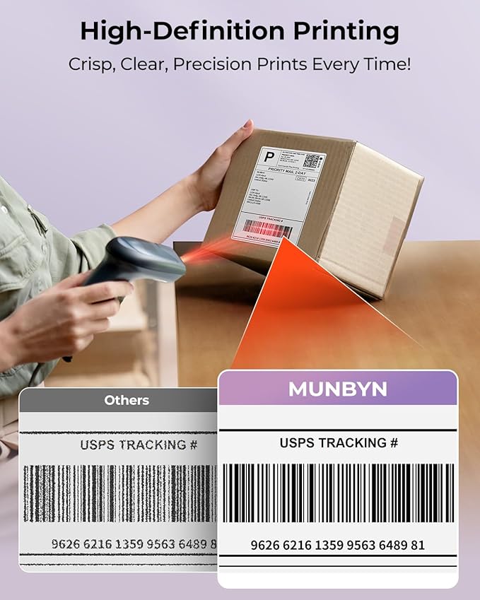 130B Bluetooth Thermal Label Printer+4"x6" Direct Thermal Shipping Labels