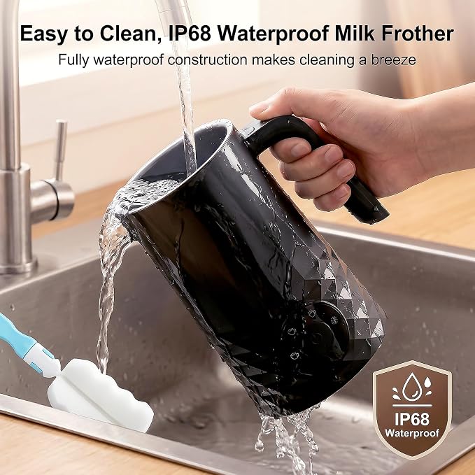 COFUN Milk Frother, 4-in-1 Electric Milk Frother and Steamer, 11.8oz Automatic Hot & Cold Foam Maker, Dishwasher Safe, Quiet Operation for Coffee, Latte, Cappuccino, Hot Chocolate (Black)