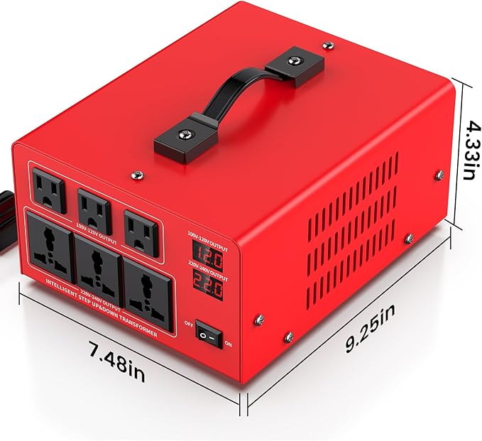 4000W Voltage Transformer Power Converter(110V to 220V, 220V to 110V) Step Up/Down Converter 110/120 Volt - 220/240 Volt w/US Power Cord, LCD Display, 3 US Outlets, 3 Universal Outlet