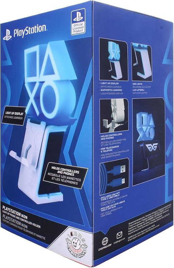 Exquisite Gaming Cable Guys PlayStation LED Ikon Light Up Controller Holder with 4 ft Charging Cable