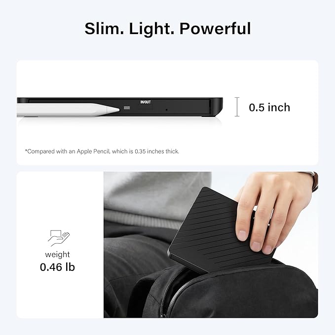 Amicool External USB-C USB 3.0 CD/DVD Drive Burner +/-RW, Ultra-Slim Portable DVD Player Writer Reader for Mac iMac MacBook, Windows 11/10/8 Linux, Laptop Desktop PC Computer Optical Drive