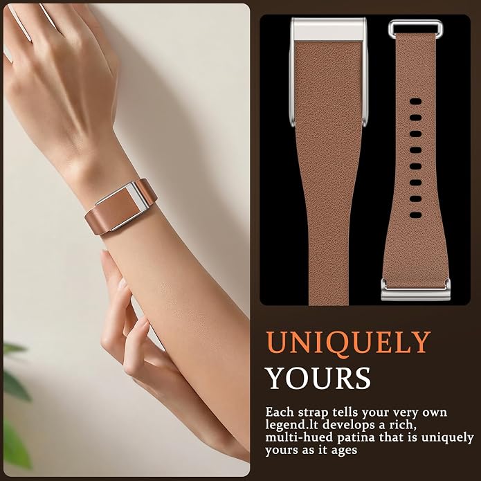 omee Leather Band Compatible with Whoop 5.0 Band Strap Men Women, Genuine Leather Rugged Durable Replacement Wristbands Straps for Whoop 5.0 Bands