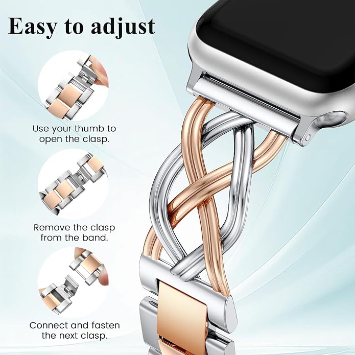 TOYOUTHS Dressy Bracelet Compatible with Apple Watch Bands 38/40/41/42/44/45/46/49mm Women, Celtic Stainless Steel Metal Fancy Nice Pretty Strap for iWatch Series 11 10 9 8 7 6 5 4 Ultra/SE 3 2 1