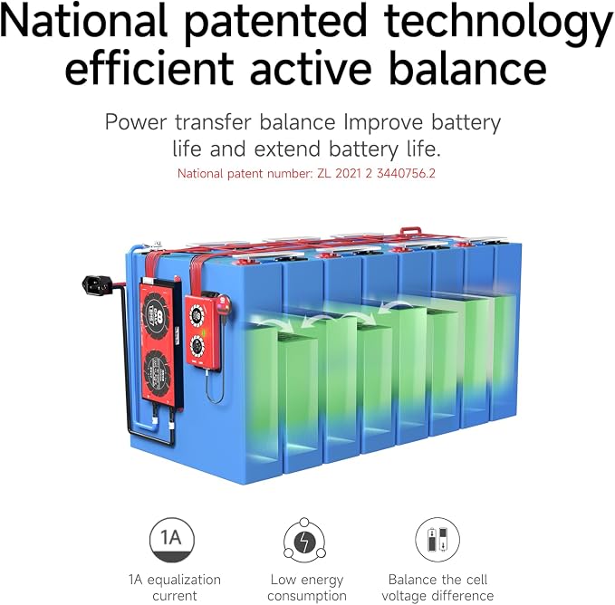 Daly Battery Equalizer 4S 1A with Bluetooth App and Wire Leads and Compatible Active Balancer for Lithium Battery Rated 3.7V 3.2V 2.2V