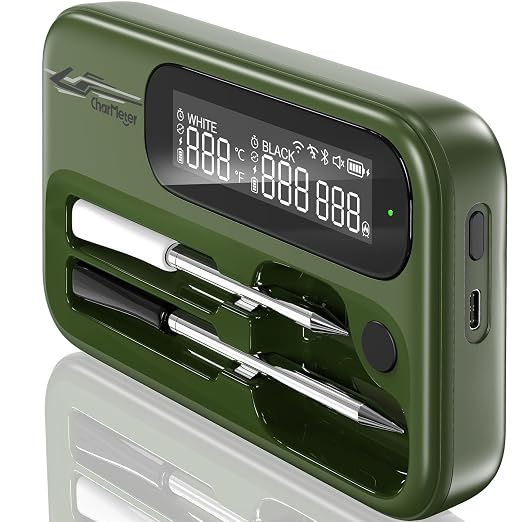 Wireless WiFi Meat Thermometer Digital, Versatile Unlimited Remote Range,Smart Bluetooth Cooking Thermometer with 2 Size BBQ Probes, Flexible Alarm APP LCD Screen for Grill, Air Fryer, Smoker and Oven