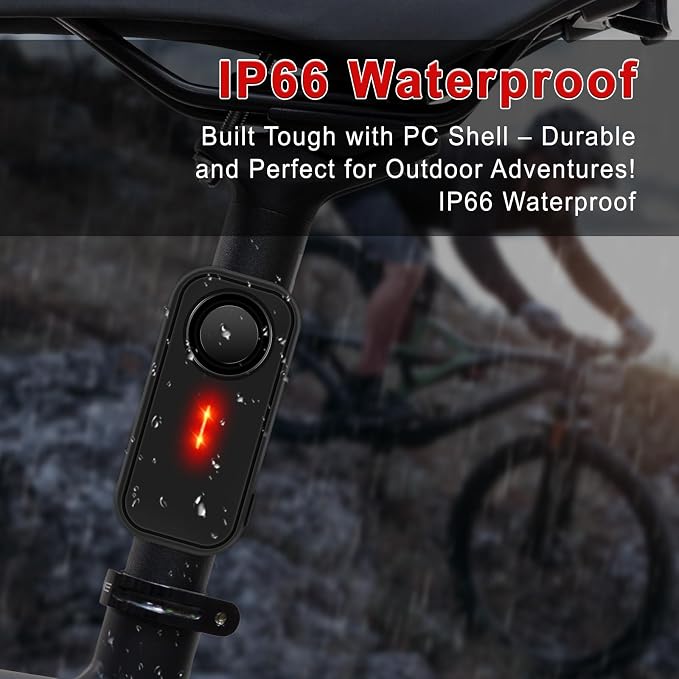 USUPERINK Bike Alarm System Anti Theft, 113dB Bike Alarm, Motion Alarms for E-Bike Motorcycle Scooter Bicycle Security Alert Vibration Warning Interior Safety Red LED Light IP66 Waterproof,4Pcs
