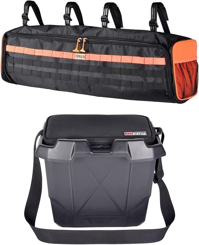 Goldfire UTV Storage Accessories,Roll Bar Storage Bags Truck Tool Organizer Bag + Removable Portable Ice Chest Cooler Groceries Bag with Straps Fit For Most UTV Models