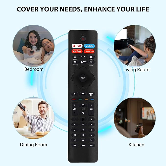 Universal Remote for All Philips TV Remote Replacement, for Philips Smart TV, LED, LCD, HDTV, 3D, 4K UHD TVs
