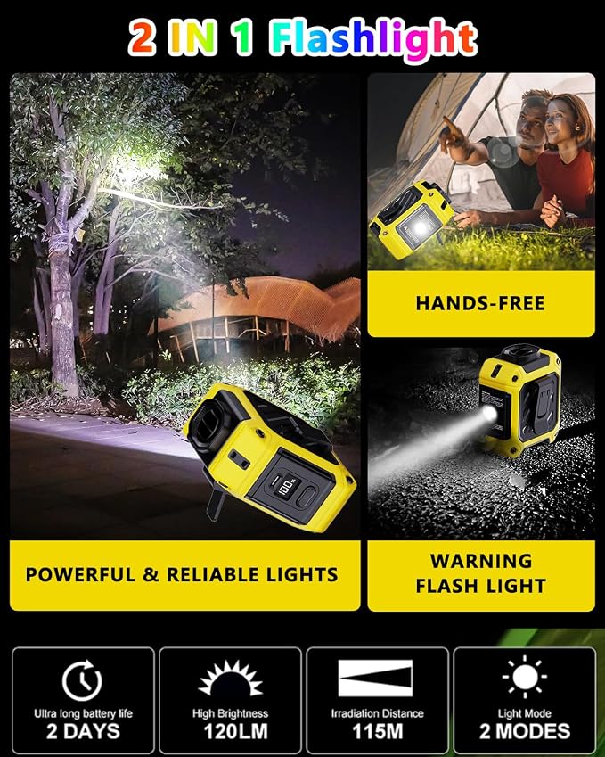 2025 AI Portable Waist Fan 10000 mAh Rechargeable with LED Display & 40H Runtime,5 Speed 16000RPM Cooling Personal Clip Fan,35ft/s Wind Speed Neck Fan for Outdoor Work,Jobsite,Camping,Yellow