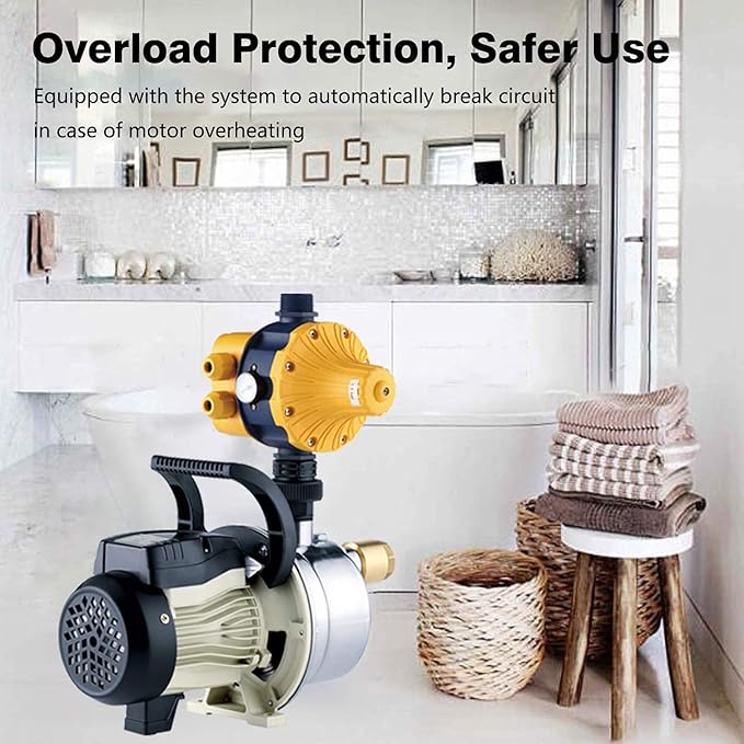 3/4 HP Water Pressure Booster Pump for Home Automatic Water Pump Electric 17 GPM Shallow Well Jet Pump 110v Garden Hose Pressure Booster Pump High Volume Lawn Sprinkler Water Transfer Pump