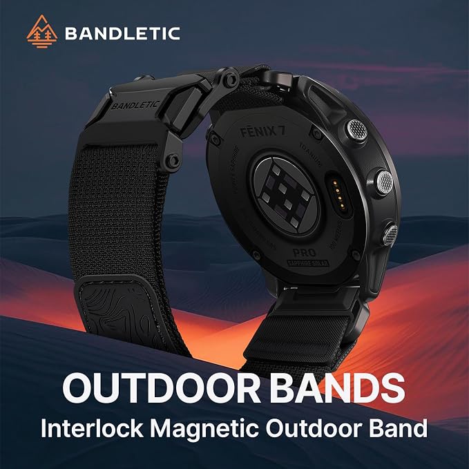 Bandletic Magnetic Bands Compatible with Garmin Instinct Watch Band, 22mm Quick Fit Rugged Nylon Soft Strap for Fenix E/8 47mm/7/6/5/Forerunner 970/965/955/Epix 2/Approach S70 47mm/Tactix & Quatix