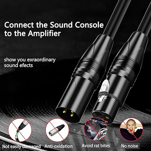 XLR Cables 6ft 4 Pack, Professional XLR Microphone Cable Male to Female, Gold-Plated 3-pin X LR Speaker Cables Balanced Mic Cord, Multicolor