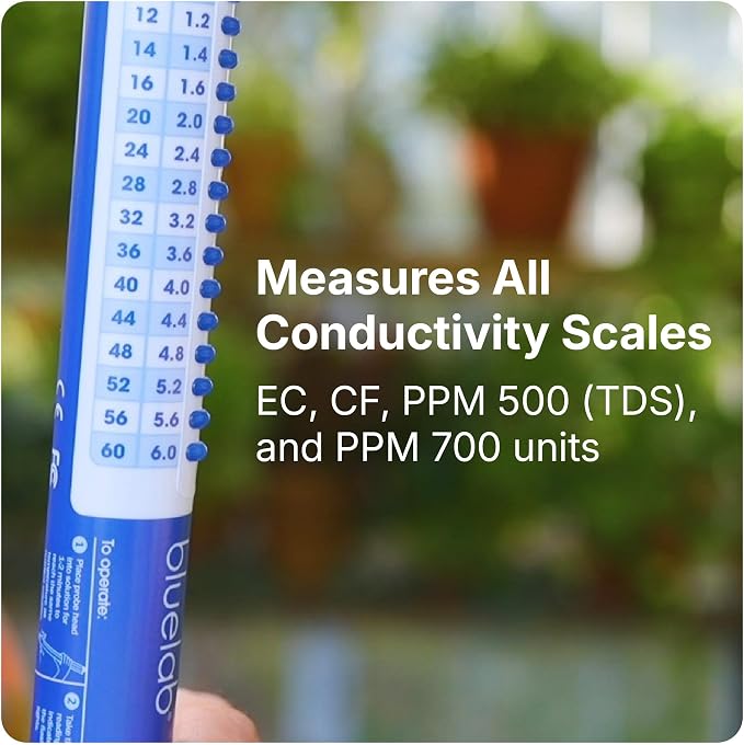 Bluelab TRUNV2 Truncheon Nutrient Meter, Digital Conductivity Tester in Water (Scales Include: EC, 500, ppm 700, CF, TDS) Tool for Hydroponic System and Indoor Plant Grow, White