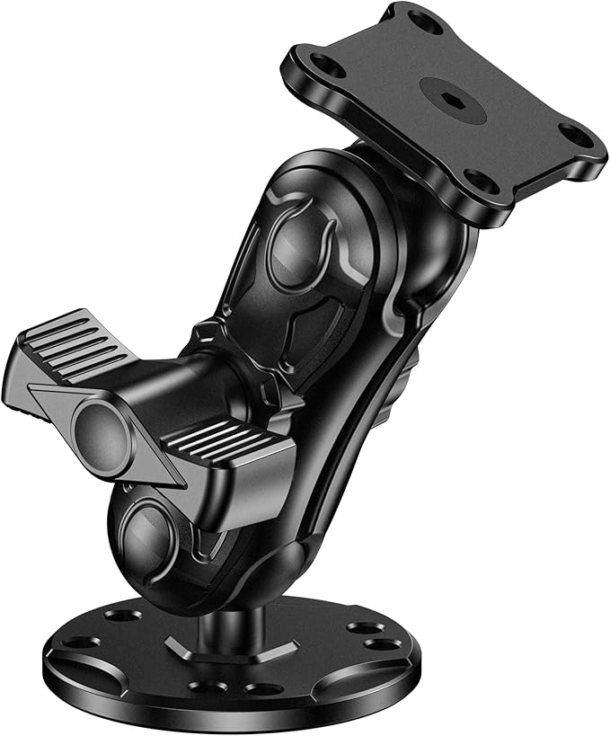 VAZESWIN Aluminum Alloy 1" Ball Fish Finder Mount with Industry Standard AMPS 4-Hole Square Plate & Round Base, 3.5" Medium Arm Marine Electronic Mount Fit for Garmin GPS Lowrance Simrad RAM Mounts