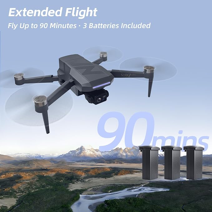 3-Axis Gimbal GPS Drone with 4K Camera, 90min Flight, Under 249g